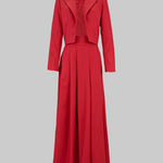 Elasticated Waist High Waisted Big Hemline Pleated Pockets Solid Color Zipper Wide Leg Pants