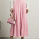 High Waisted Elasticity Pleated Pockets Solid Color Skirts Bottoms