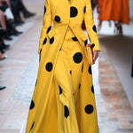 Long Sleeves Loose Polka-Dot Split-Joint Lapel Woolen Coat