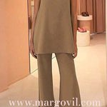 Margovil Solid Cami Top and Wide Leg Pants Set