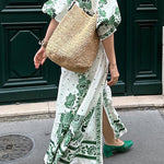 Unique Print Button Down Long Sleeve Shirt Maxi Dress