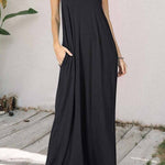 SOLID COLOR POCKET SLING VEST DRESS
