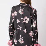 Unique Printed Loose Pocket Bow Tie Top and Elastic Waist Ruffled Shorts Set