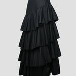 A-Line High Waisted Falbala Solid Color Long Skirts Skirts Bottoms