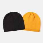 2 Pieces Solid Color Outdoor Cycling Warm Knit Beanie Hat