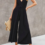 Modal Drape V Neck Double Slit Pocket Flared Trousers