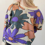Multicolor Floral Pattern Knitted Sweater