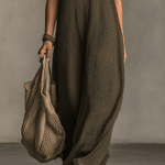 Bohemian Relaxed Sleeveless Wide-Leg Olive Knit Maxi Dress