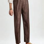TUSCANY PLEATED COASTAL TROUSERS - Dark Brown