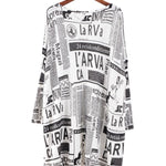 Vintage Loose One-Shoulder Newspaper Printed Split-Joint Sweater