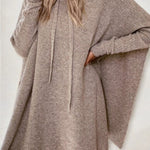 Casual Simplicity Solid Frenulum Hooded Collar Long Sleeve Dresses