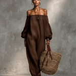 Women's Minimalist Linen Blend Strapless Long-sleeved Jumpsuit