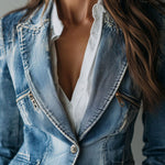Vintage Effortless Tailoring Washed Denim Blazer
