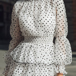 White Polka Dot Tiered Ruffle Dress