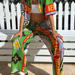 Contrast print two piece set