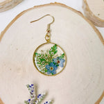 Resin Pressed Flower Earrings - Forest Forget Me Not