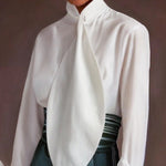 Flared Sleeves Long Sleeves Buttoned Falbala Solid Color Stand Collar Blouses&Shirts Tops