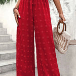 High Waist Jacquard Wide Leg Pants Casual Trousers