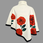 Long Sleeves Loose Flower Print High Neck 1 Piece Cape