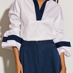 Loose Puff Sleeves Split-Joint Lapel Blouses&Shirts Tops