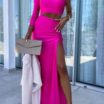Dreamy One Shoulder Slit Asymmetrical Maxi Dress