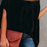 Batwing Sleeves See-Through High-Neck Blouses&Shirts Tops