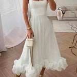 Margovil High Waist Ruffle Hem Swing Maxi Cami Party Dress