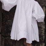 Long Sleeves Loose Buttoned Solid Color Stand Collar Mini Dresses Shirt Dress