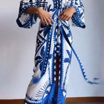 Chic fake two-piece lace-up printed dress