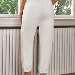 High Waist Lace-Up Pencil Cuff Pants
