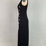 Bodycon Sleeveless Buttoned Solid Color Split-Side High Neck Maxi Dresses