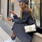 Short wool jacket with work pockets
