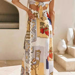 Casual Vintage Geometric Print Ripple Patchwork Printed Dresses