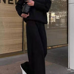 Knitted Solid Color Loose Casual Suit