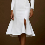 Skinny Wrap Solid Color Notched Collar Midi Dresses