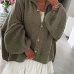 Solid Color Casual Retro Cardigan Bat Sleeve Sweater Cardigan