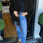 Casual Fringed Trim Irregular Cardigan Collar Outerwear(9 Colors)