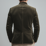 Men's Vintage Velvet Embroidered Lines Stand-collar Slim-fit Jacket