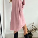 Perfect Winter Walks Knit Turtleneck High-low Hem Loose Midi Sweater