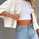 Women's Waffle Cardigan Short Top Jacket
