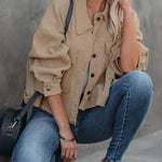 Women's Waffle Cardigan Short Top Jacket