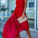 Margovil One Shoulder Cut Out Waist Irregular Pleated Party Dress
