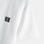 Short Sleeve Geometric Jacquard Arc Hem T-Shirt