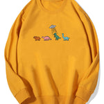 Cartoon Dinosaur Print Cotton Sweatshirt