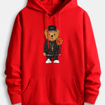 Basketball Bear Print Cotton Hoodie