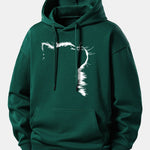 Outline Cat Print Relax Fit Hoodie
