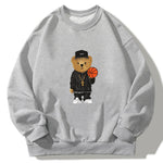 Basketball Bear Print Crew Neck Relaxed Sweatshirt