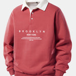 Brooklyn Print Contrast Polo Collar Sweatshirt