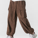 Relaxed Fit Drawcord Hem Corduroy Cargo Pants