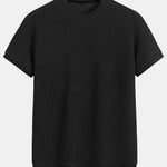 Short Sleeve Waffle Ribbed Hem T-Shirt